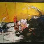 Sunflower, Mixed media on canvas, 110 x 135 cm. Mounted on board frame.